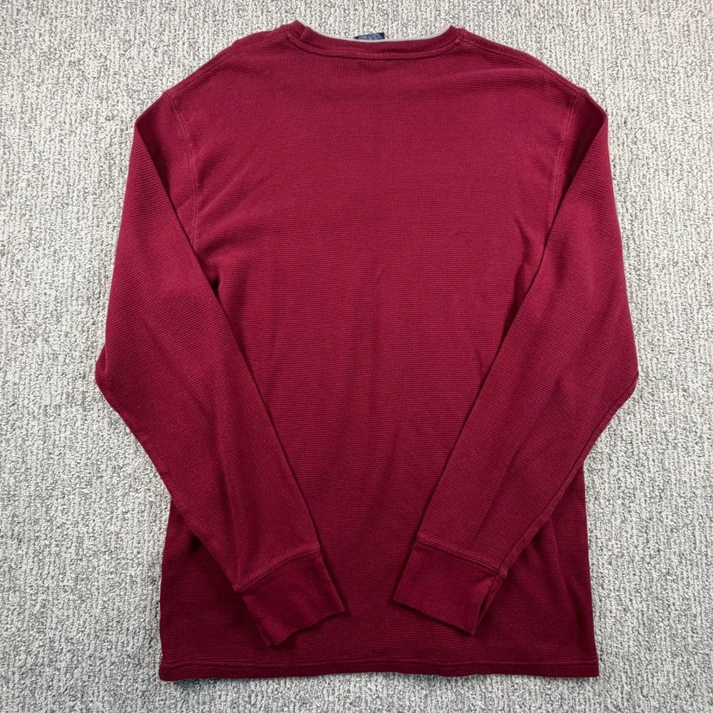Polo‎ Ralph Lauren Thermal Shirt Mens 2XL Burgundy Waffle Knit Long Sleeve Pony